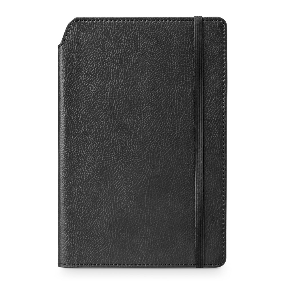 MORIAH. Bloc de notas A5 en PU con hojas rayadas, fabricado con material certificado FSC™ y otros materiales controlados