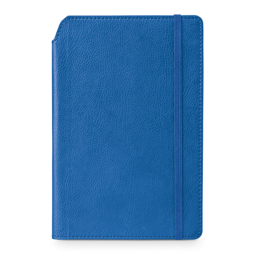 MORIAH. Bloc de notas A5 en PU con hojas rayadas, fabricado con material certificado FSC™ y otros materiales controlados