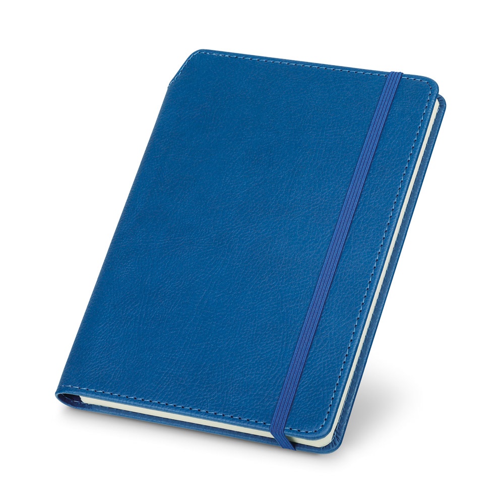 MORIAH. Bloc de notas A5 en PU con hojas rayadas, fabricado con material certificado FSC™ y otros materiales controlados