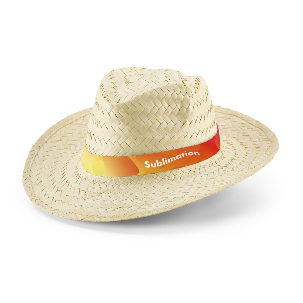 EDWARD RIB. Sombrero de paja natural con cinta sublimada