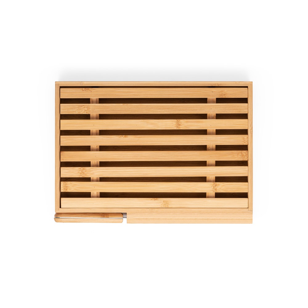 PASSARD. Tabla de pan en bambú con cuchillo de acero inoxidable