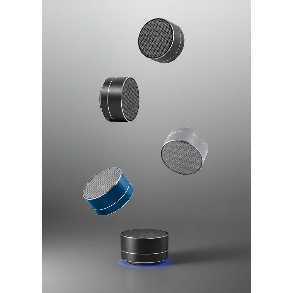 FLOREY. Altavoz portátil de 3W con 3h de autonomía, fabricado en aluminio reciclado (100% rAL) y ABS reciclado (100% rABS)