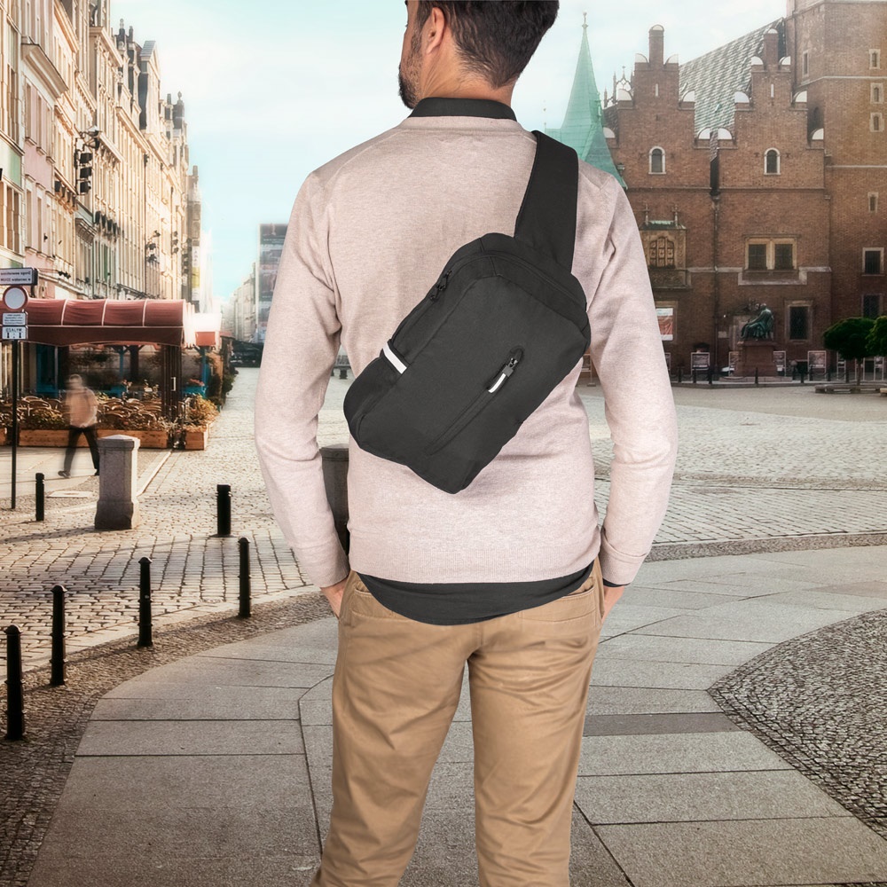 DELFOS. Mochila de una sola correa de 300D poliéster reciclado y 600D poliéster reciclado, con forro de poliéster reciclado 210D