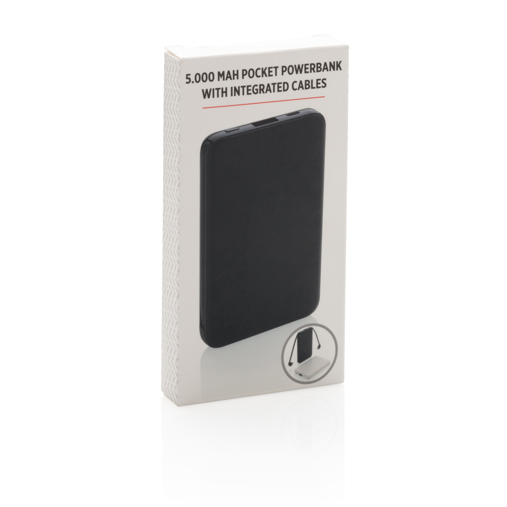 Powerbank 5.000 mAh de bolsillo con cables integrados
