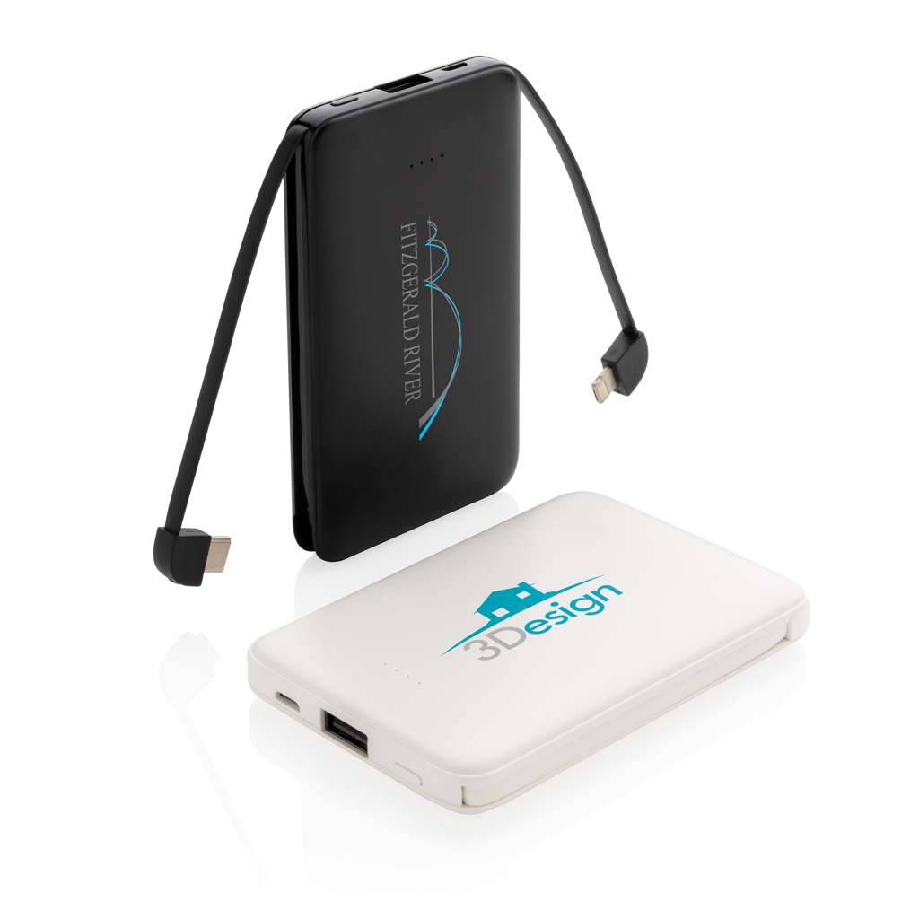 Powerbank 5.000 mAh de bolsillo con cables integrados