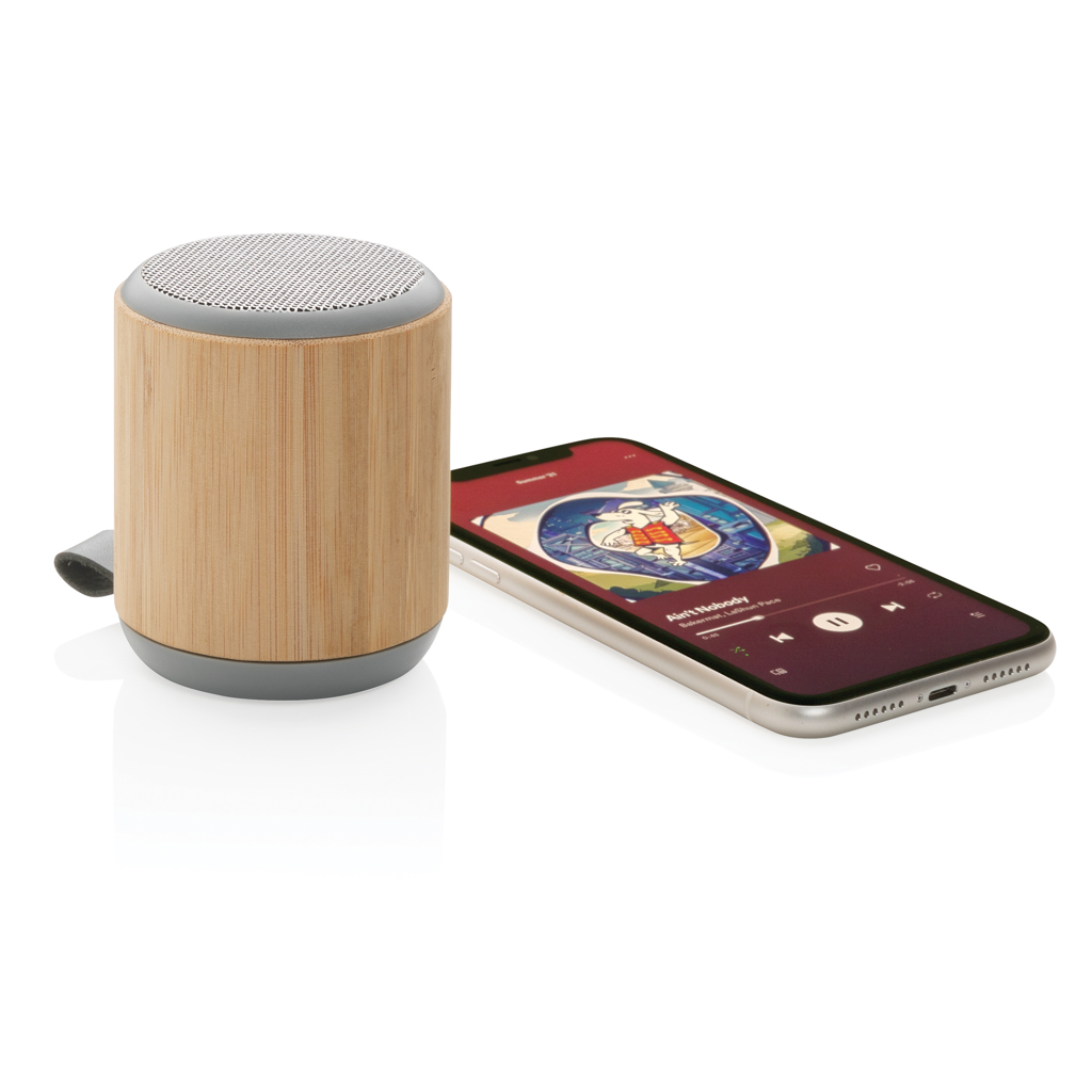 Altavoz inalámbrico de bambú y tela de 3W
