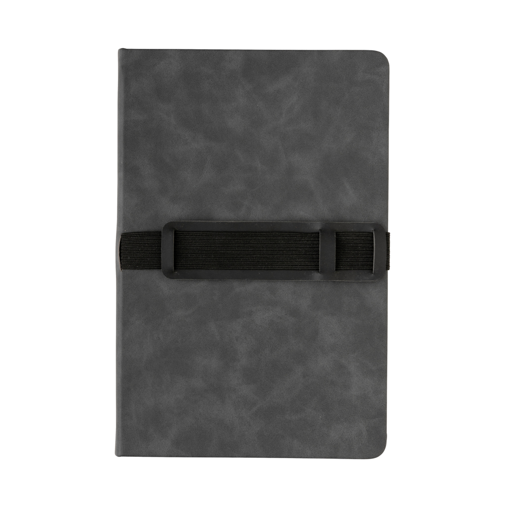 Cuaderno A5 de PU de tapa dura con soporte para teléfono