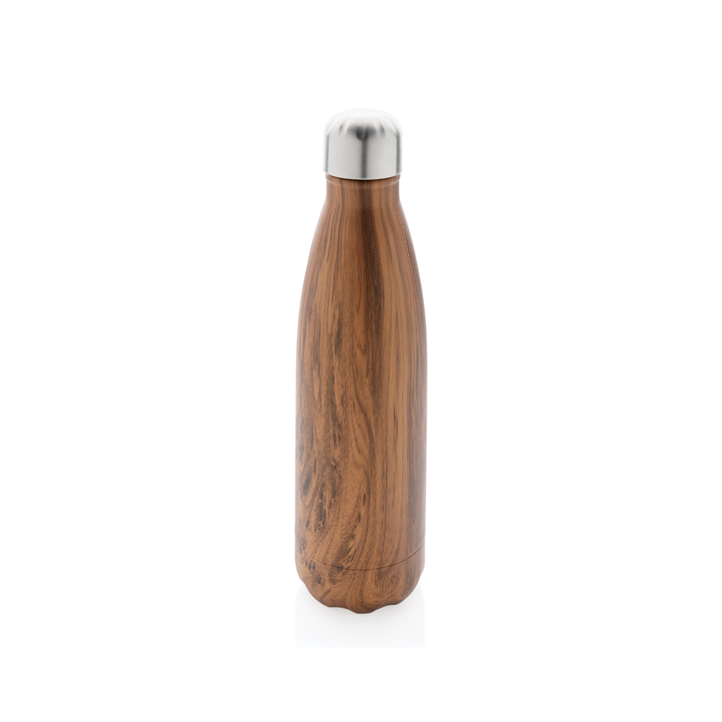 Botella aislada al vacío con estampado de madera