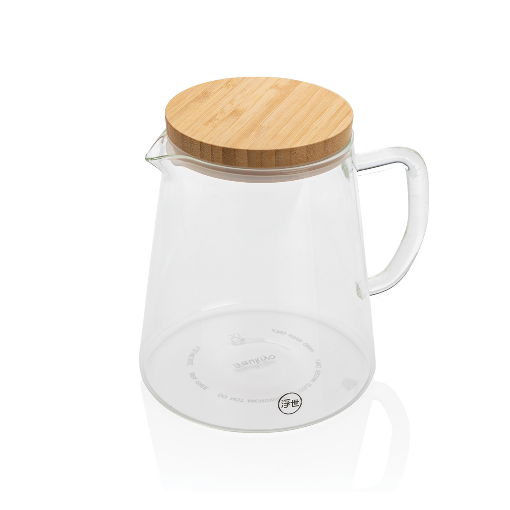 Jarra de vidrio borosilicato Ukiyo con tapa de bambú 1.2L
