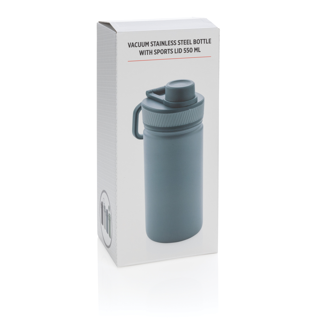 Botella de acero inoxidable al vacío con tapa deportiva 550m