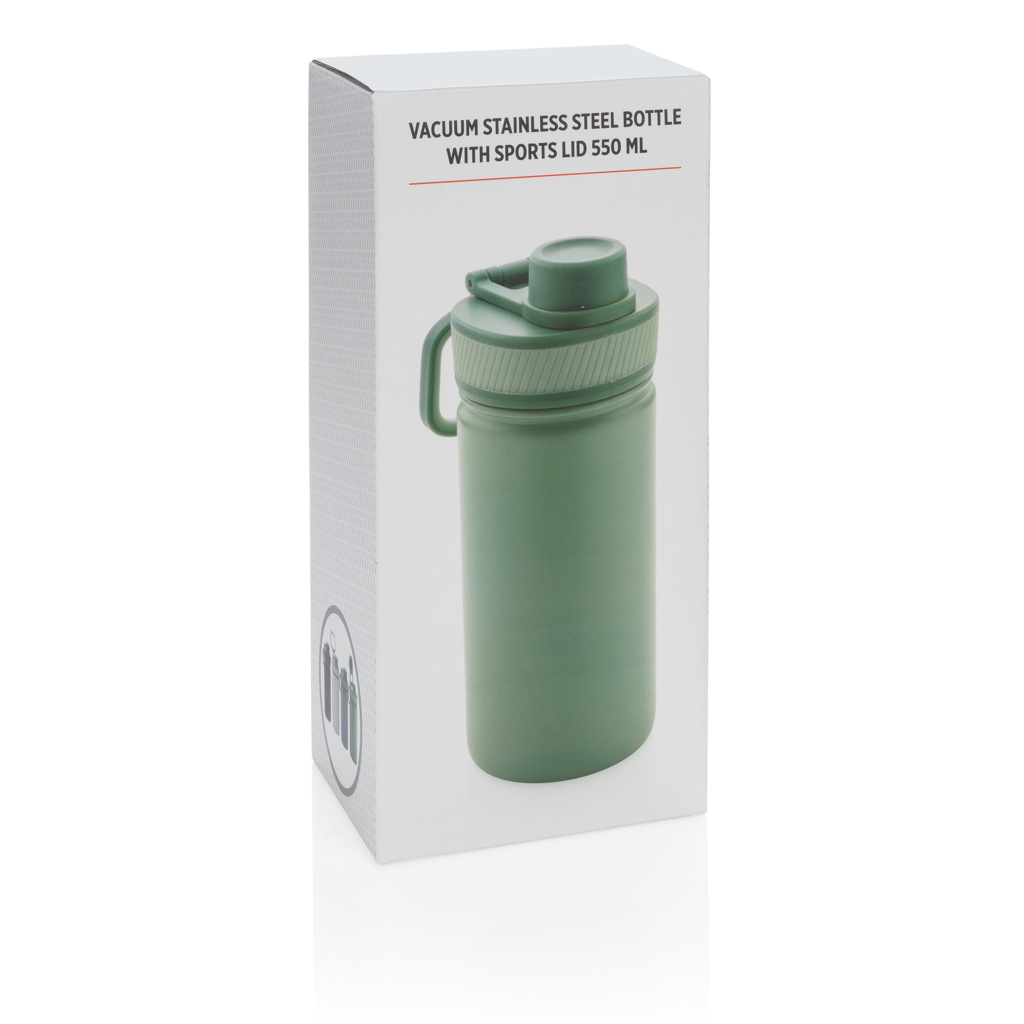 Botella de acero inoxidable al vacío con tapa deportiva 550m
