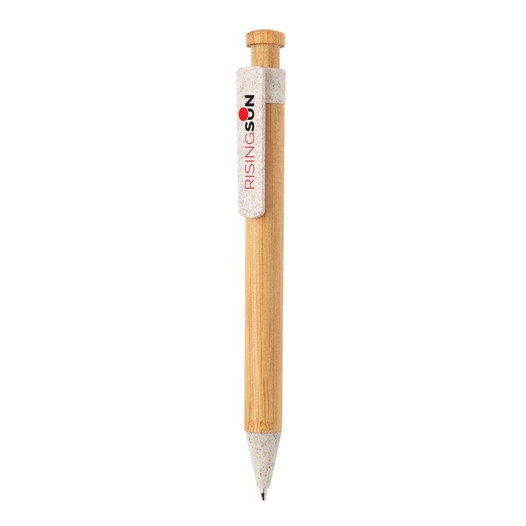 Bolígrafo de bambú con clip de trigo