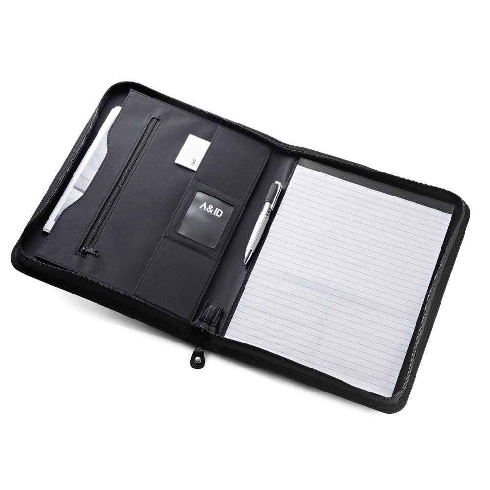 PASZO. Portafolios A4 de PU y microfibra con bloc forrado