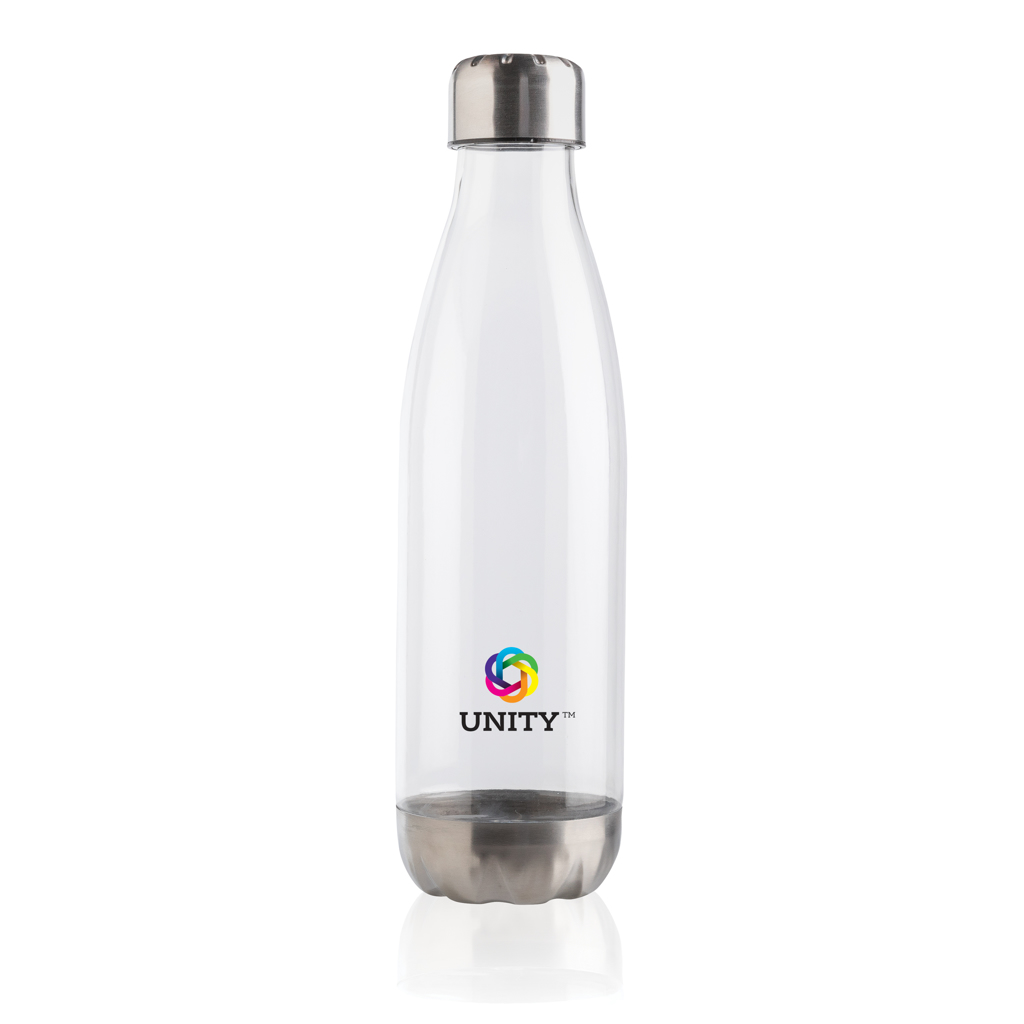 Botella de agua estanca con tapa de acero inoxidable.