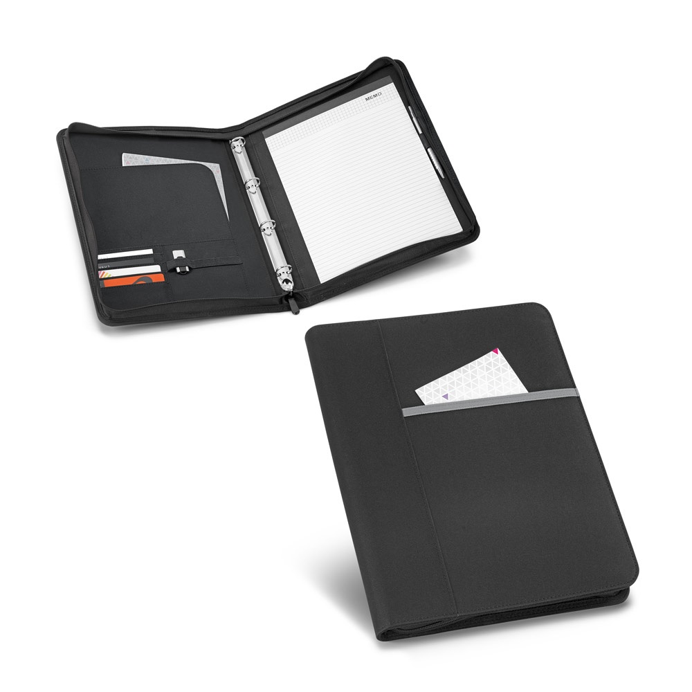 AUSTER. Carpeta A4 en 600D con bloc de hojas forrado