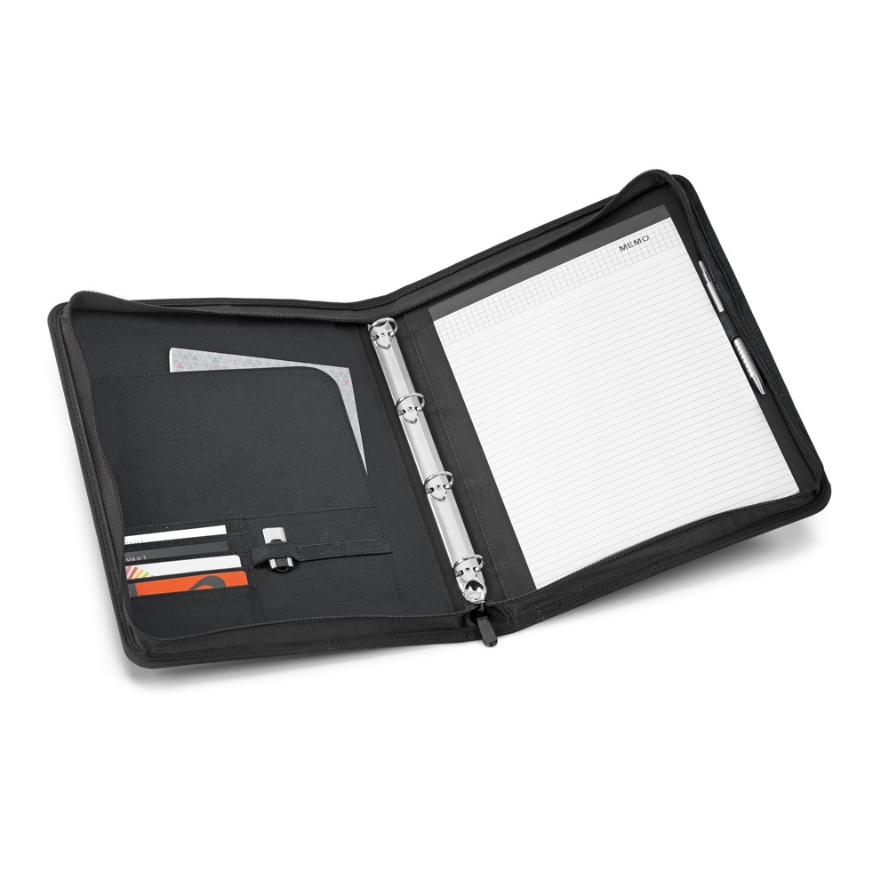 AUSTER. Carpeta A4 en 600D con bloc de hojas forrado