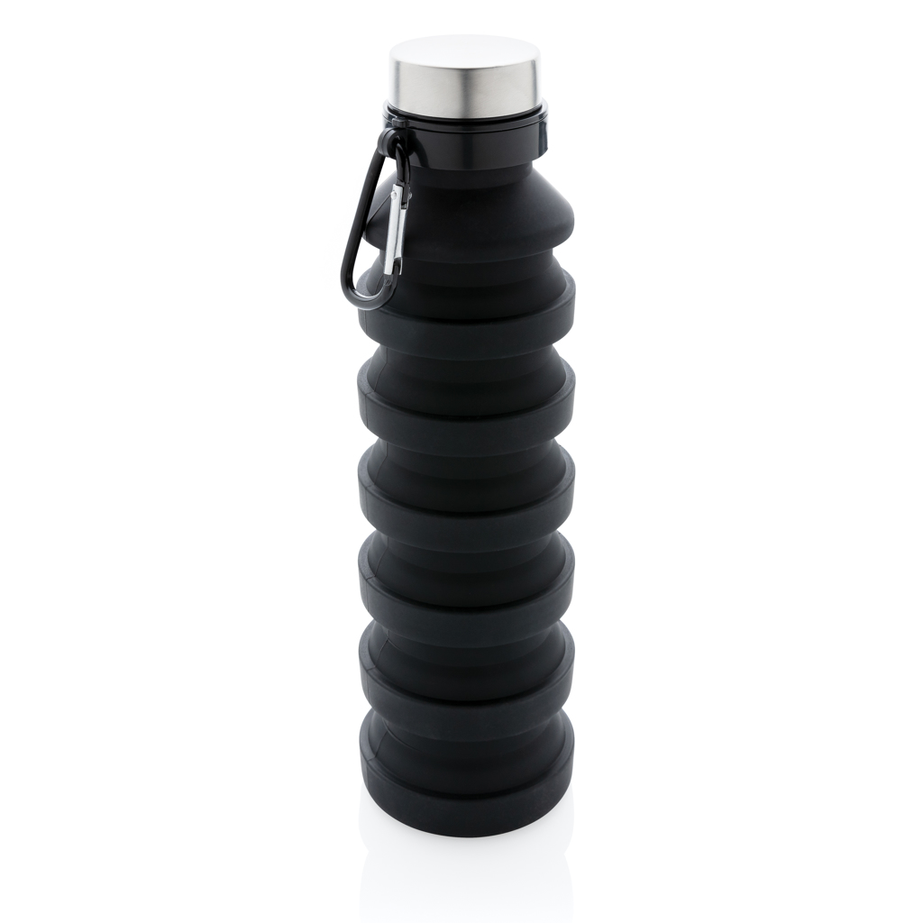 Botella de silicona plegable antigoteo con tapa
