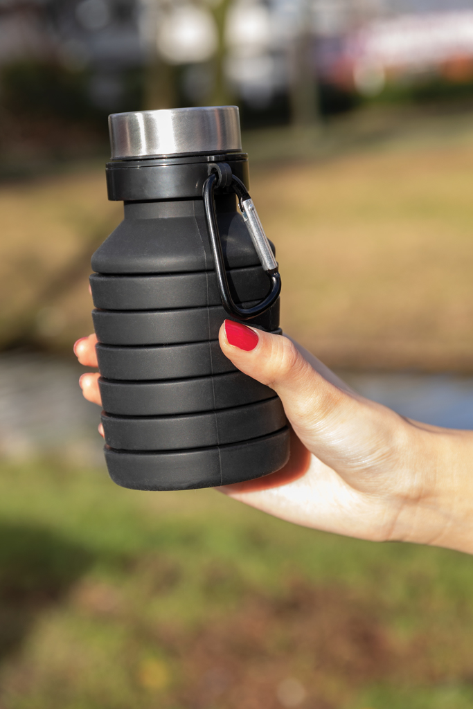 Botella de silicona plegable antigoteo con tapa