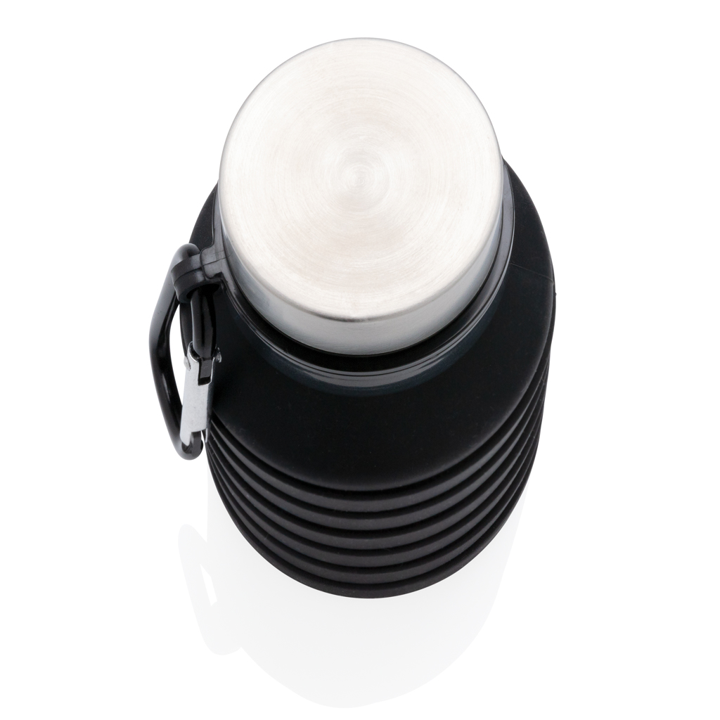 Botella de silicona plegable antigoteo con tapa