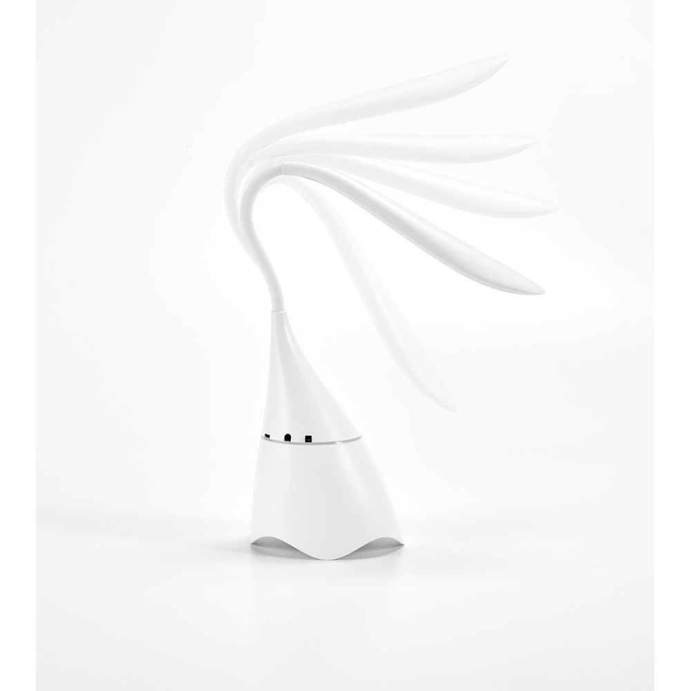 GRAHAME. Lámpara de escritorio portátil con altavoz y 5h de autonomía, fabricada en ABS reciclado (100% rABS)