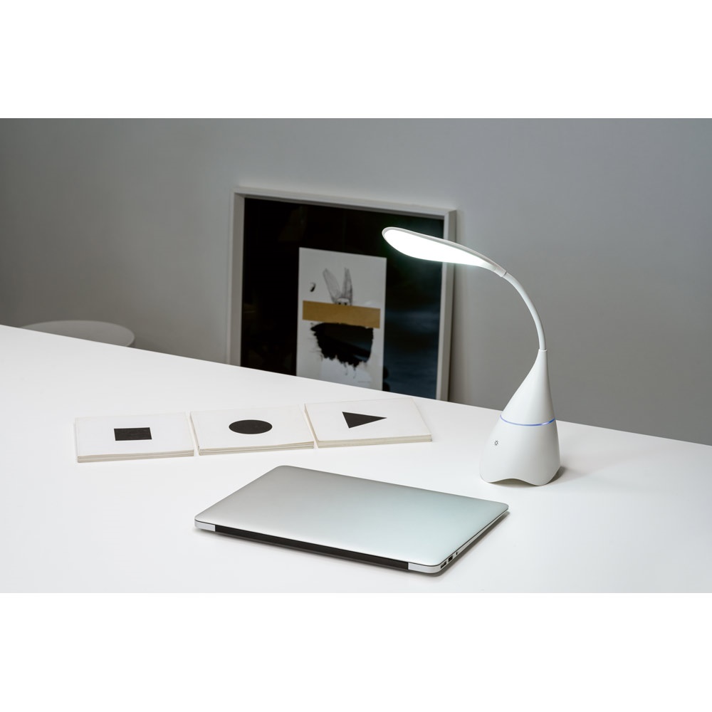 GRAHAME. Lámpara de escritorio portátil con altavoz y 5h de autonomía, fabricada en ABS reciclado (100% rABS)