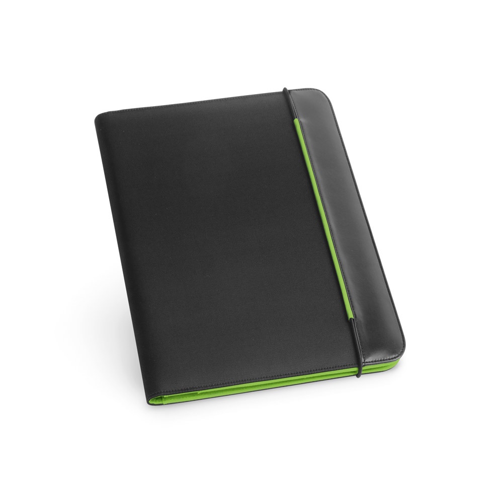 FITZGERALD. Portafolios A4 en PU y 800D con bloc de hojas forrado