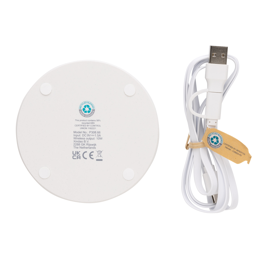 Cargador inalámbrico RCS de plástico reciclado de 10W