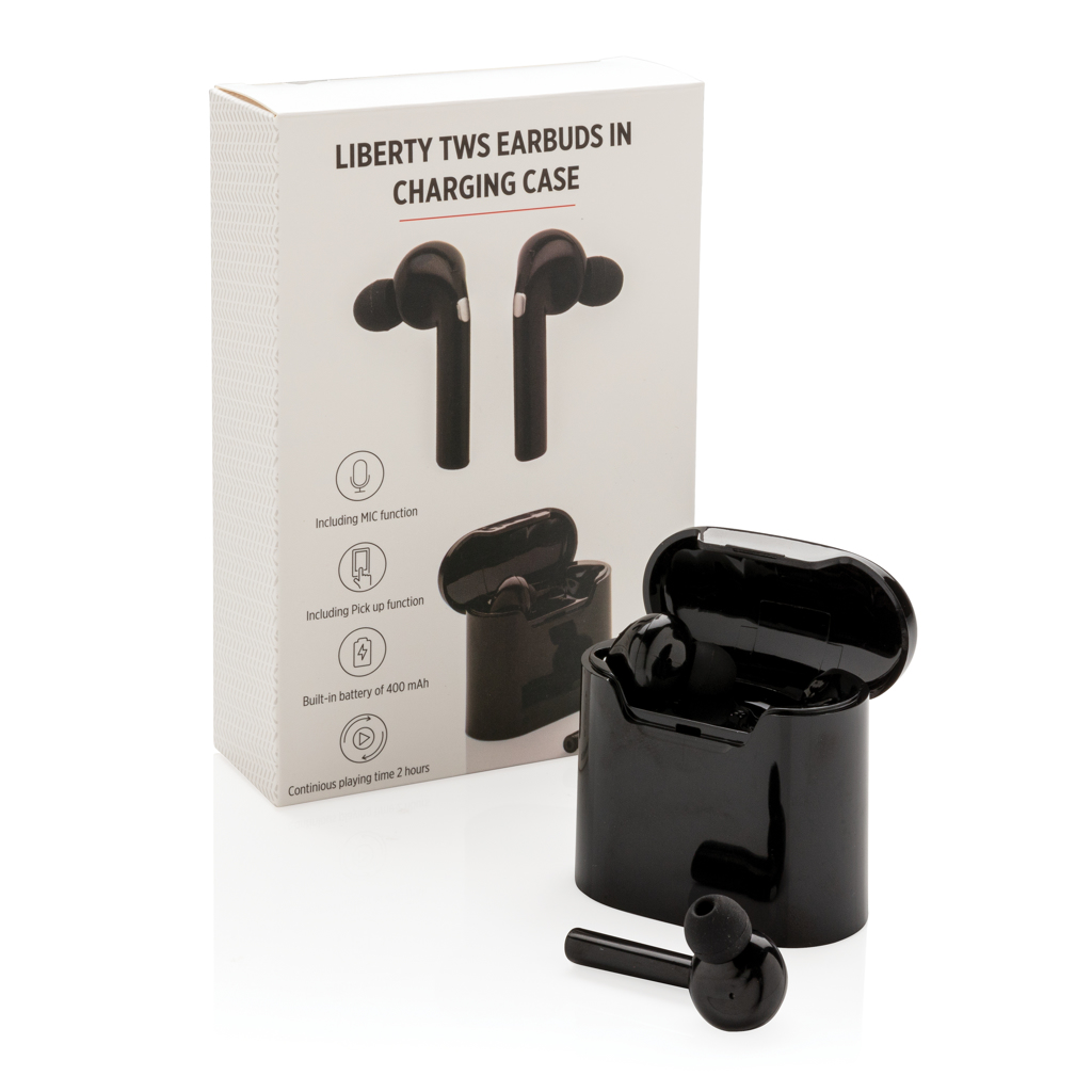 Auriculares inalámbricos Liberty en caja de carga