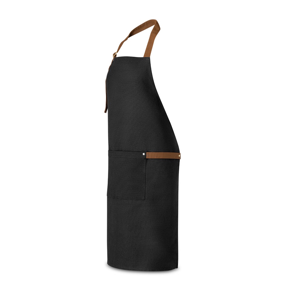 VESPER. Delantal de lona 100% algodón (300 g/m²) con detalles metálicos