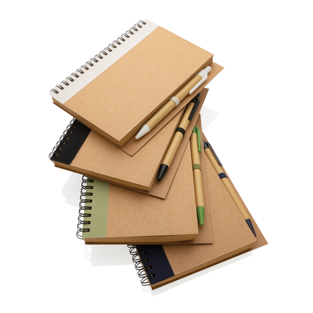 Cuaderno de espiral kraft con bolígrafo