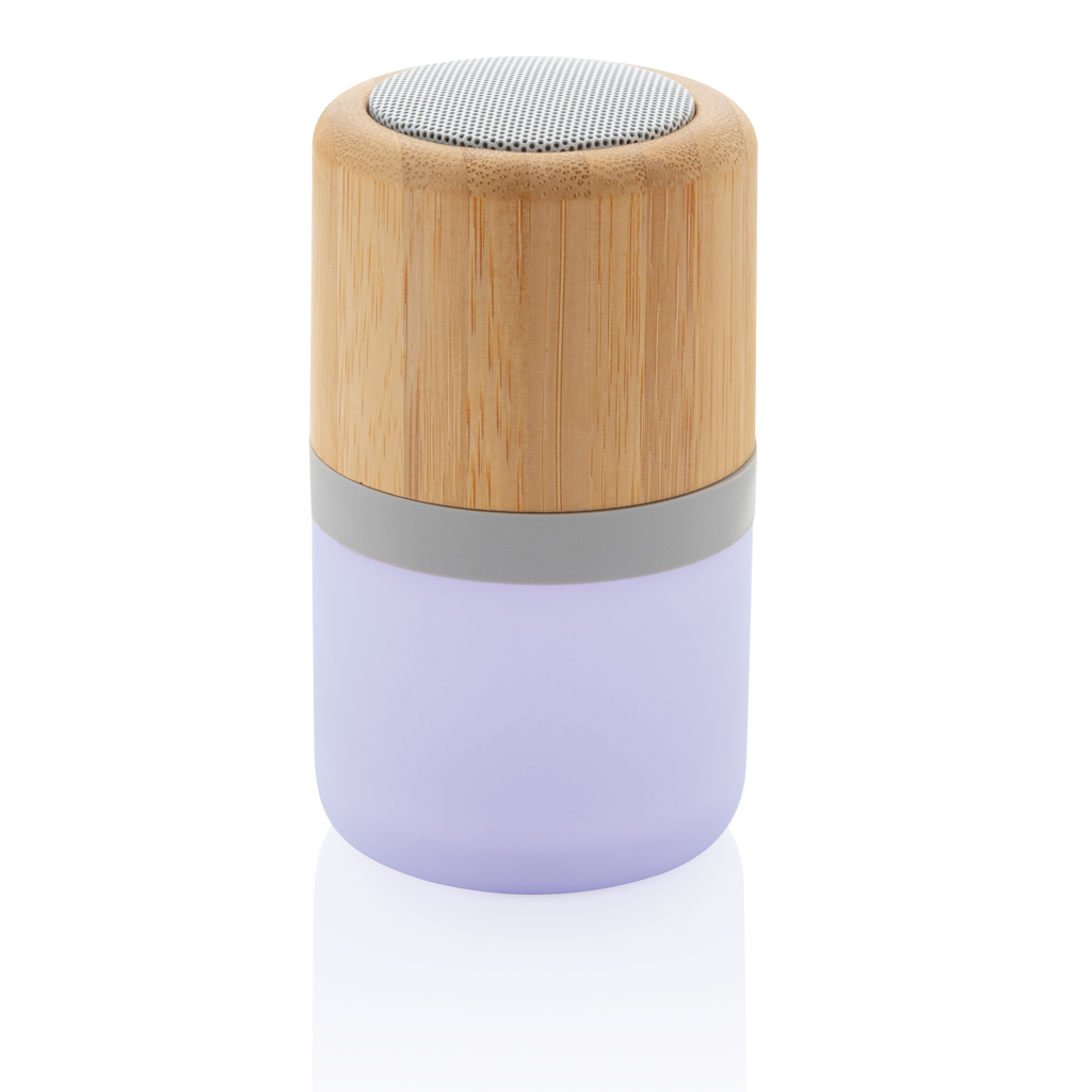 Altavoz Bambú 3W con luz cambiante