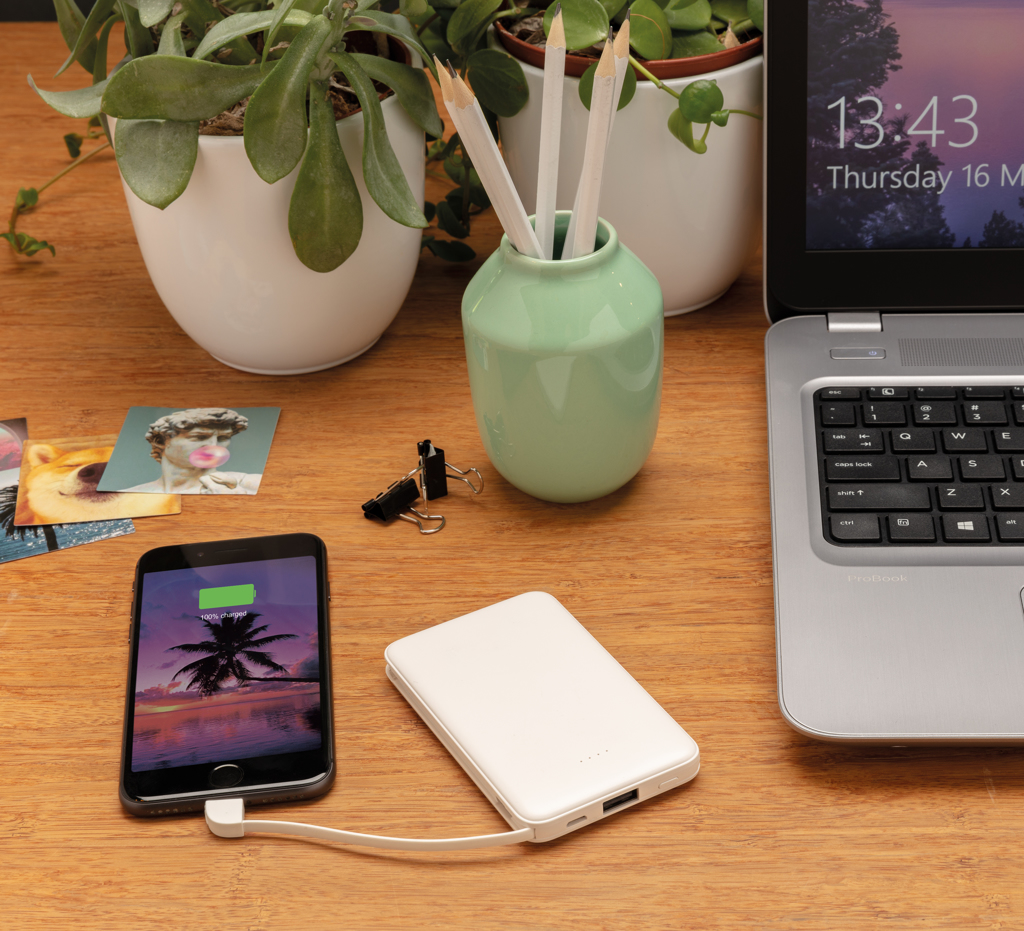 Powerbank 5.000 mAh de bolsillo con cables integrados