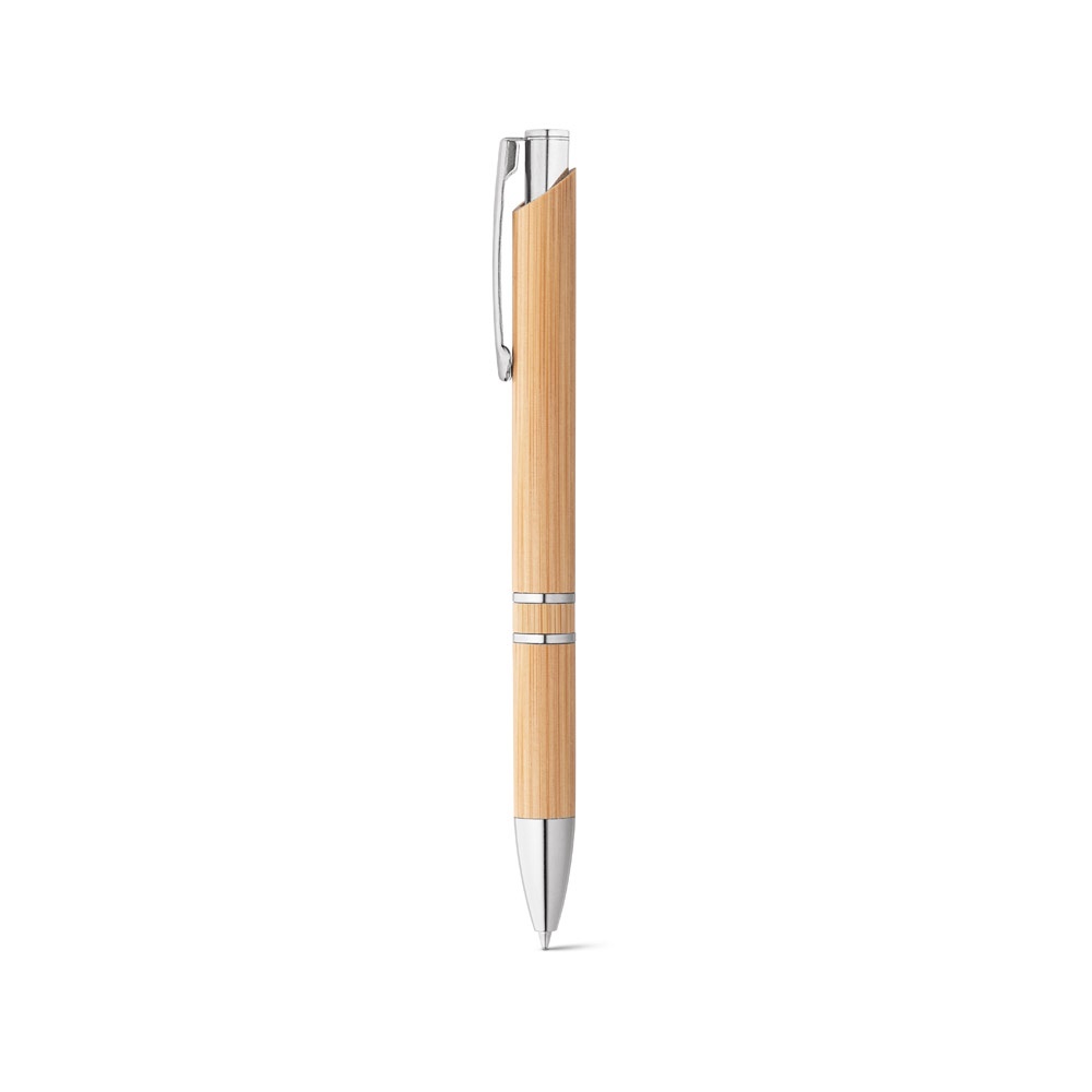 BETA BAMBOO. Bolígrafo de bambú con clip, detalles metálicos