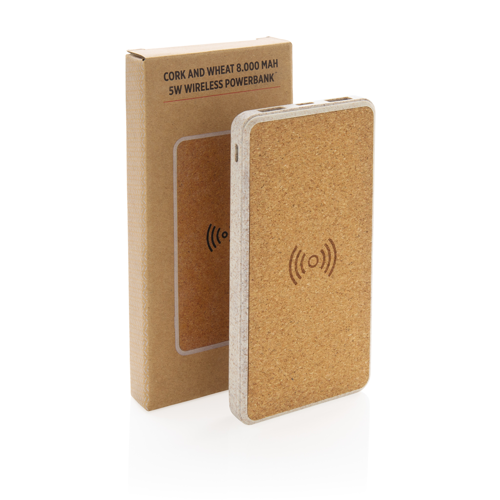 Powerbank inalámbrico 5W de Corcho y Trigo 8.000 mAh