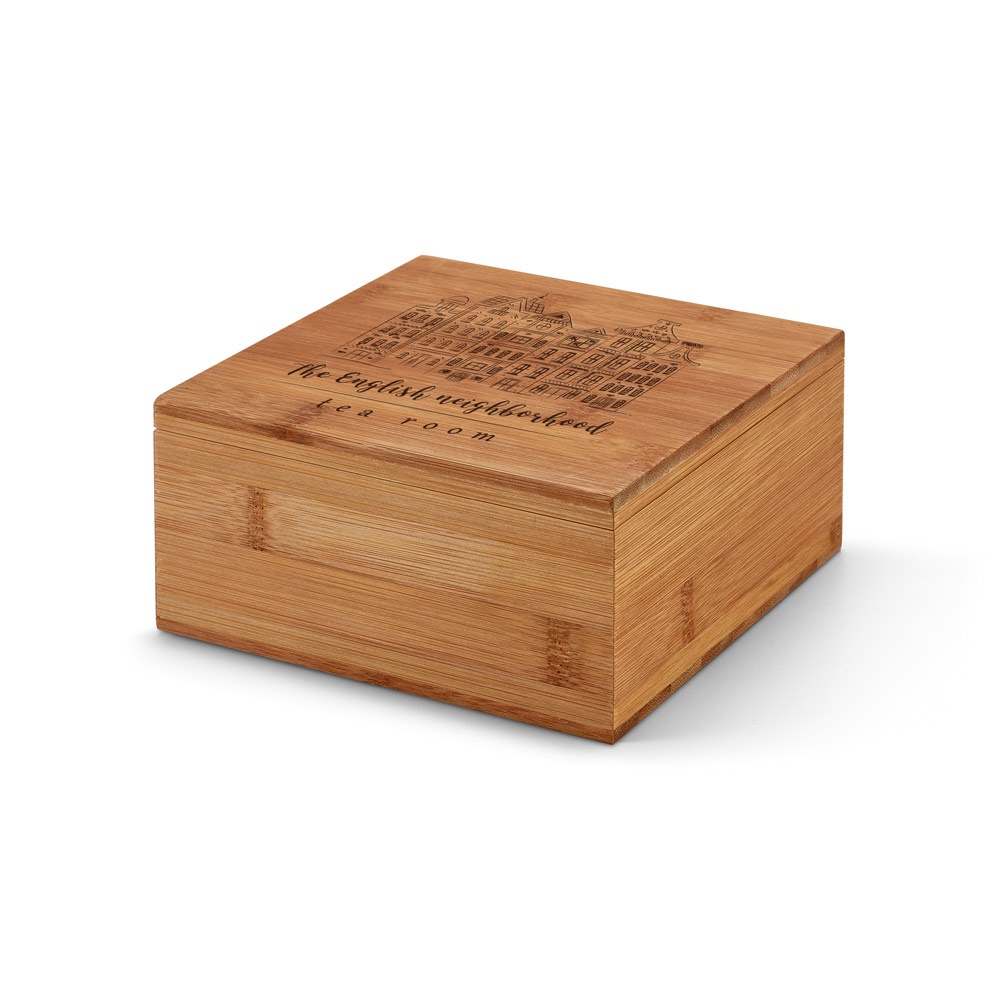 ARNICA. Caja de té de bambú con 4 compartimentos y cierre magnético