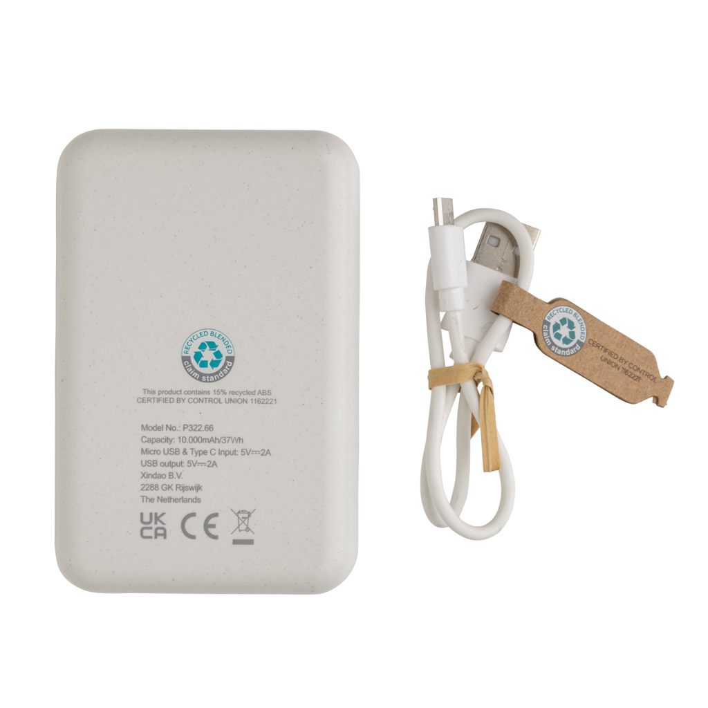 Powerbank de plástico reciclado RCS de 10.000 mAh
