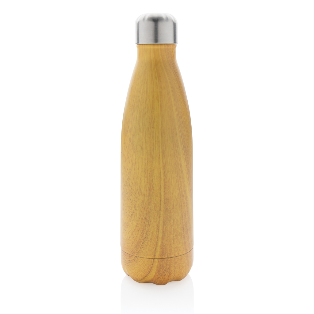 Botella aislada al vacío con estampado de madera