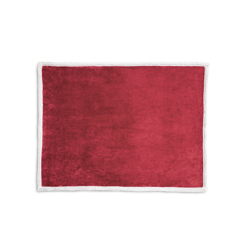 HEIDEN. Manta polar reversible (190 g/m²) con cinta de raso y tarjeta personalizada