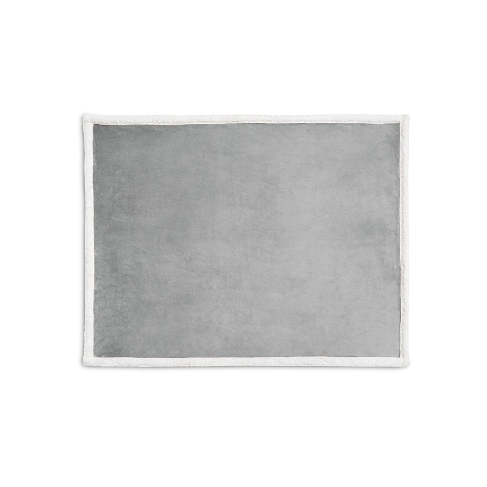 HEIDEN. Manta polar reversible (190 g/m²) con cinta de raso y tarjeta personalizada