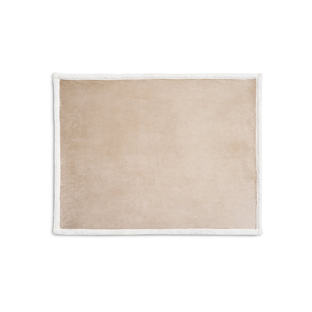 HEIDEN. Manta polar reversible (190 g/m²) con cinta de raso y tarjeta personalizada