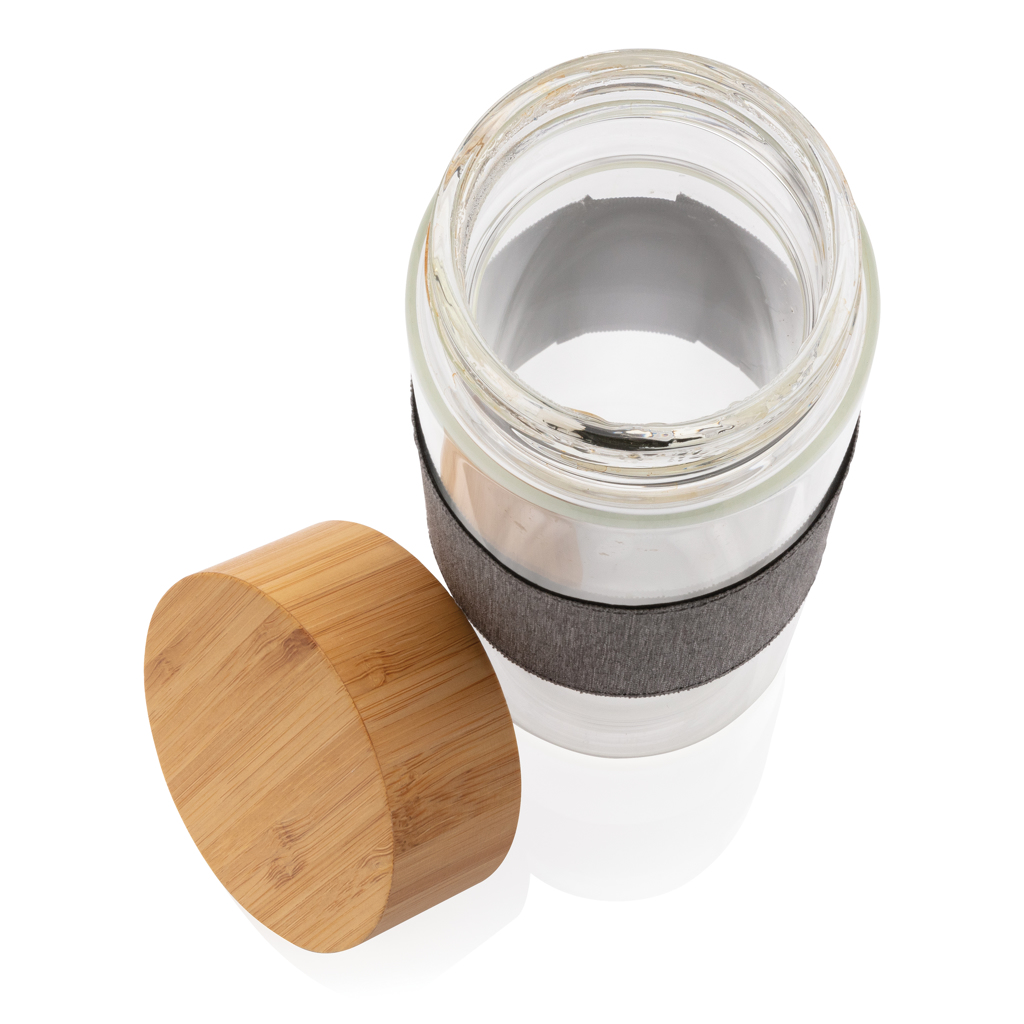 Botella Impact de vidrio de borosilicato con bambú