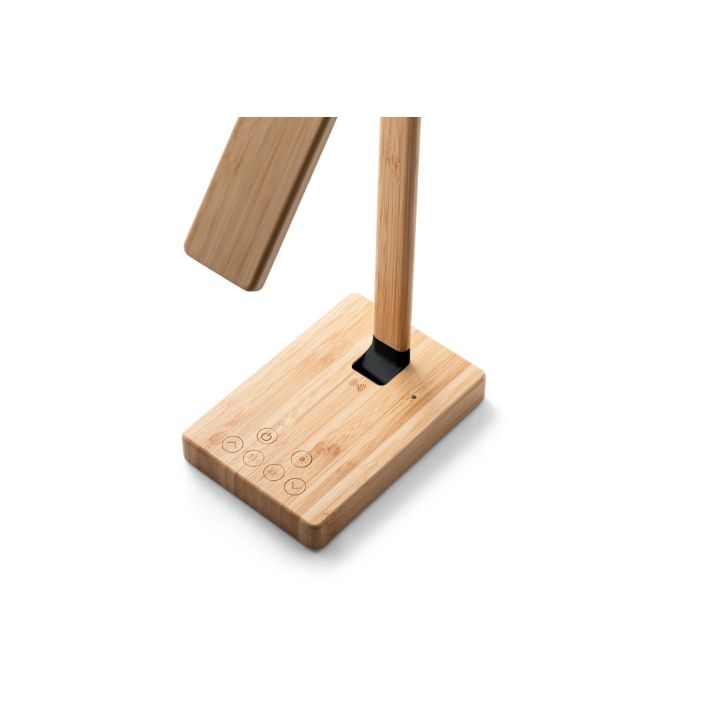 MOREY. Lámpara de escritorio plegable con cargador inalámbrico superrápido de 15W en bambú