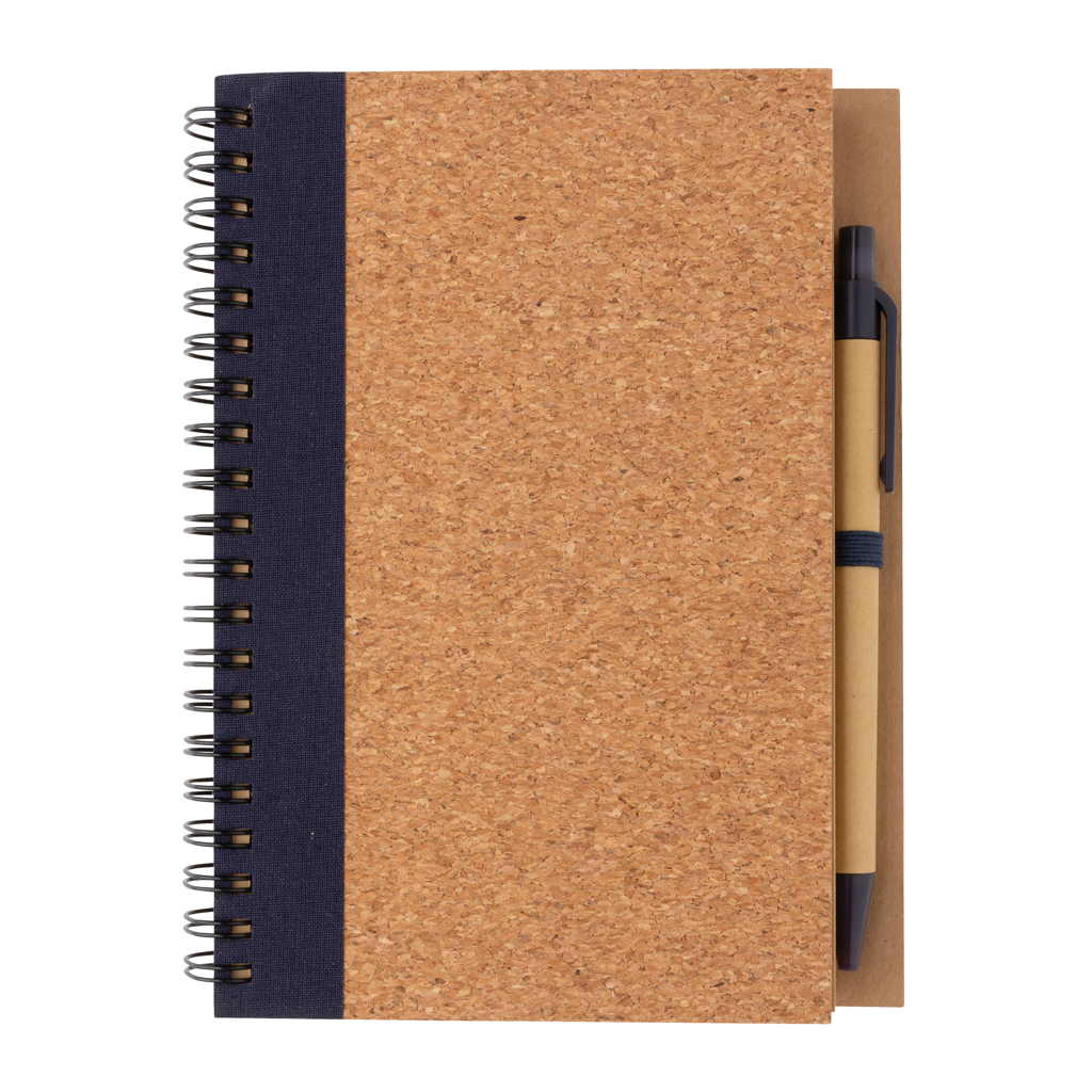 Libreta espiral de corcho con bolígrafo