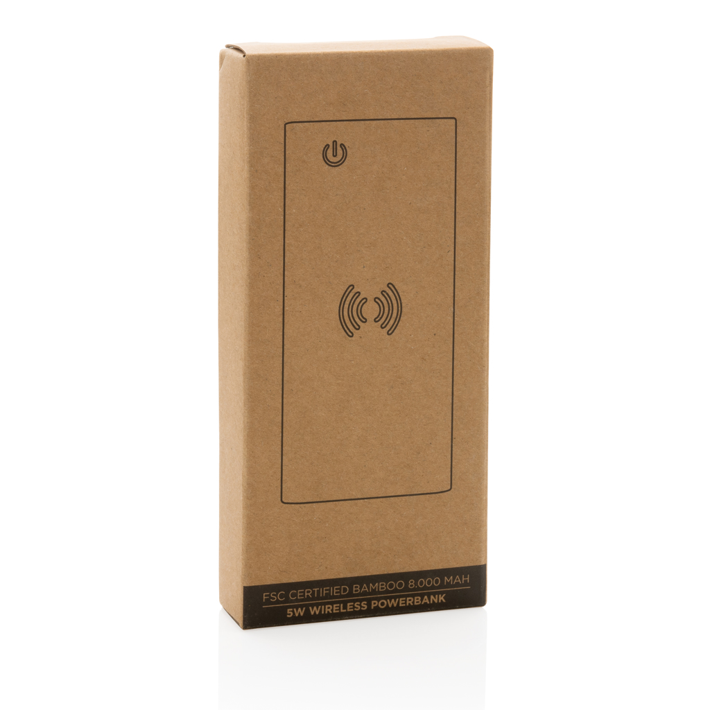 Powerbank inalámbrico 5W de bambú 8.000 mAh