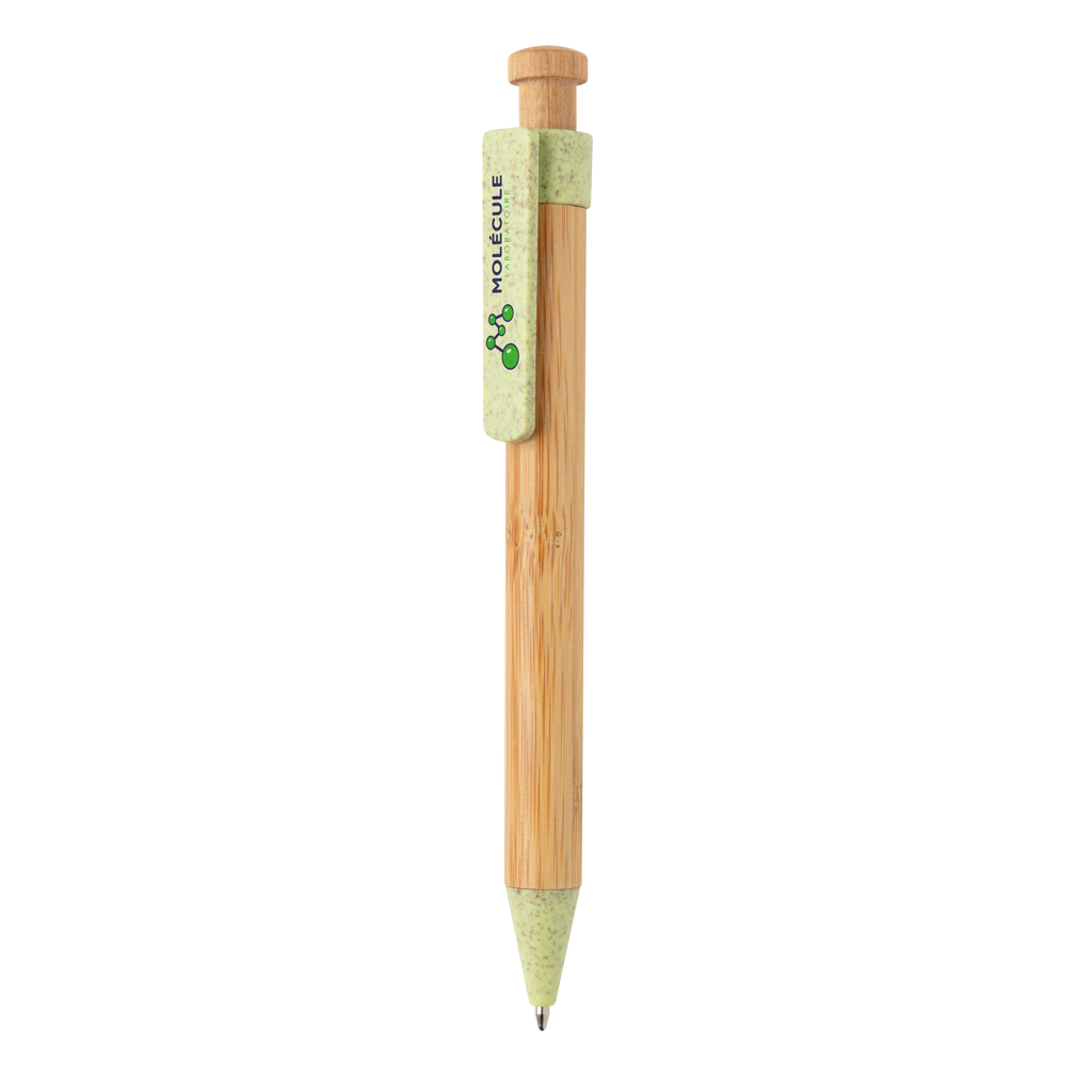 Bolígrafo de bambú con clip de trigo