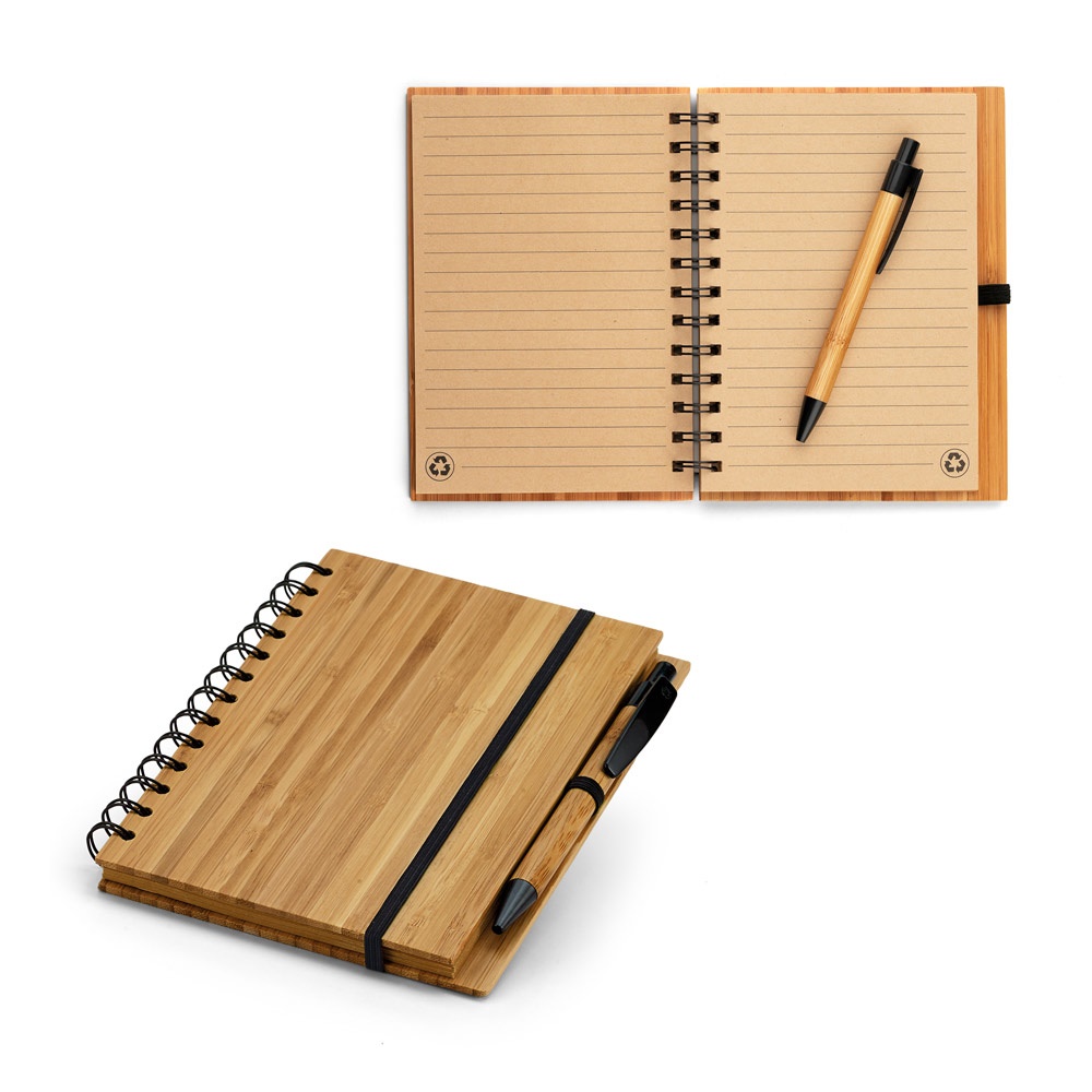DICKENS A5. Cuaderno espiral A5 de bambú con papel 100% reciclado