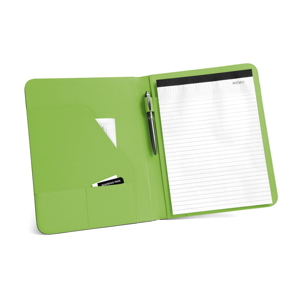 FITZGERALD. Portafolios A4 en PU y 800D con bloc de hojas forrado