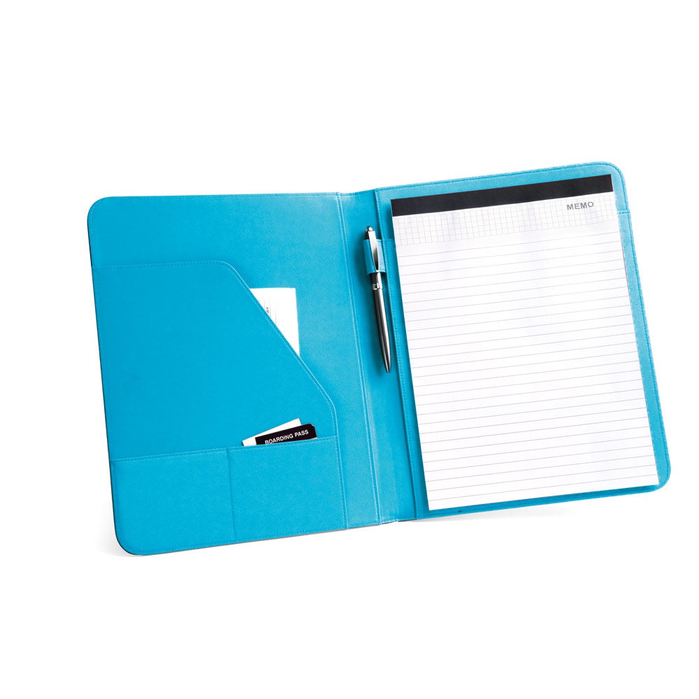 FITZGERALD. Portafolios A4 en PU y 800D con bloc de hojas forrado