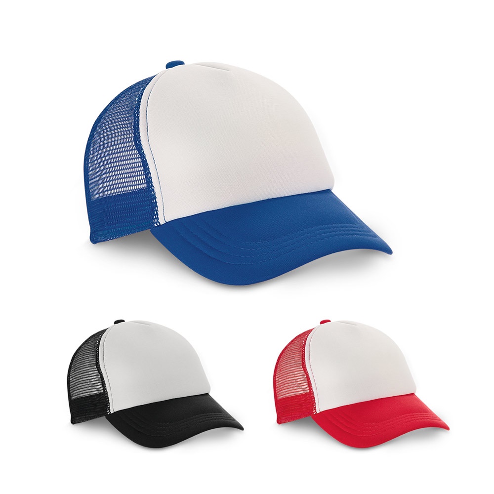 NICOLA. Gorro de poliéster y malla (150 g/m²)