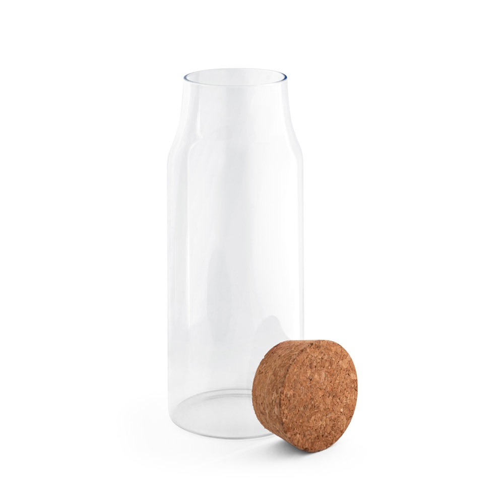 JASMIN 1000. Botella de vidrio borosilicato con tapón de corcho de 1 L